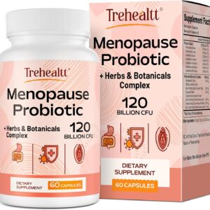 Menopause supplements for women, 120 Billion CFU Probiotic, 13-in-1 Herbs & Botanicals Complex, for Hormone Menopause, Hot Flashes, Night Sweats, Mood Swings, Sleep Disturbances, Vegan, 60 Capsules