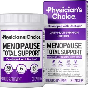 Physician's CHOICE Menopause Probiotic Supplement for Women - Supports Hormone Balance, Hot Flashes, Night Sweats, Weight Management, Bloating & Gut Health - with Black Cohosh, Resveratrol+ - 30ct