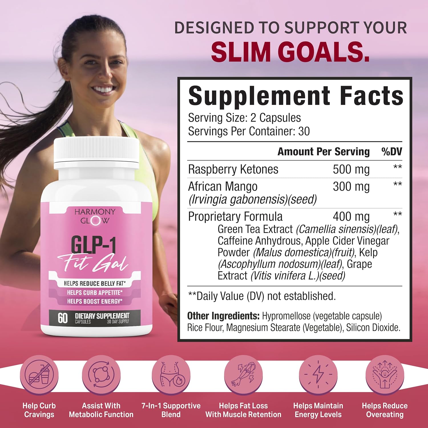 GLP-1 Fit Gal | Weight Loss Pills, Appetite Suppressant & Fat Burner for Women | Supports Healthy Pathways Associated with GLP-1 Activity | 3rd Party Tested Supplement - 60 Capsules for Adults - Image 2