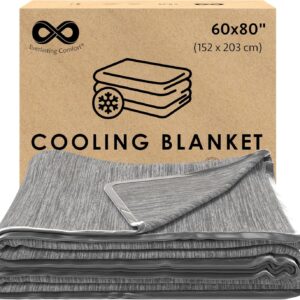 Everlasting Comfort Cooling Blanket for Hot Sleepers (60"x80") – Dual-Sided Cold Throw Blankets with ICY Cool Fibers, Lightweight for Bed, Sweat-Free Sleep & Night Sweats Relief in Summer & Winter