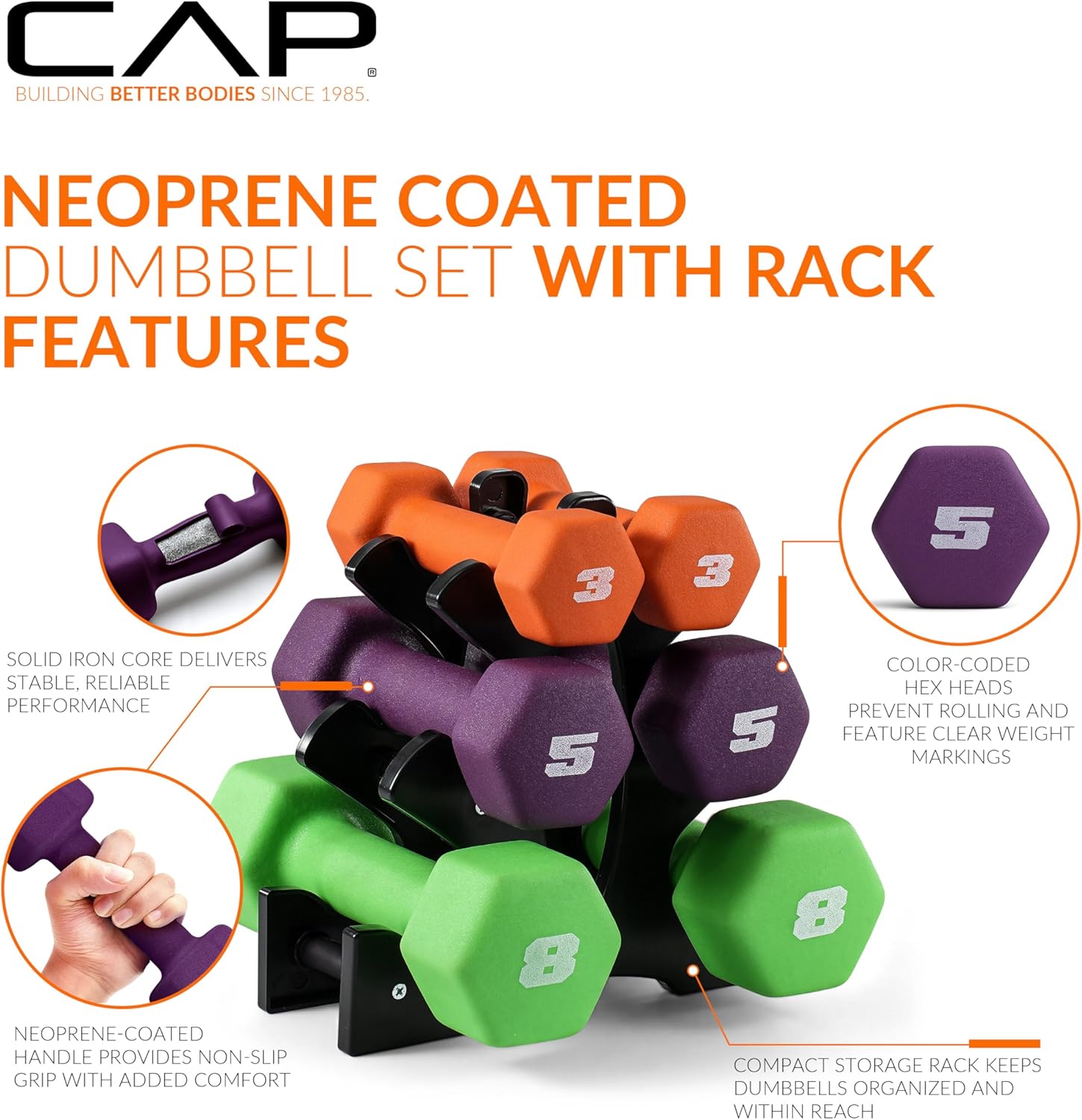 CAP Barbell Neoprene Dumbbell Weights Pairs & Sets | Multiple Colors - Image 3