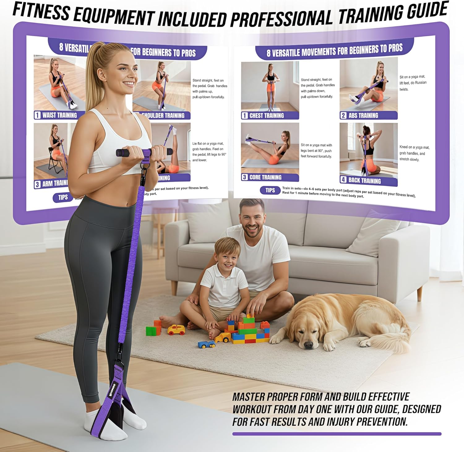 Upgrade Pedal Resistance Band with Handle, Adjustable Tube Foot Pedal Device Puller Exercise Bands, for Abs Arm Leg Waist Workout, Core Pilates, Sit Up Fitness Equipment for Full Body Training - Image 7