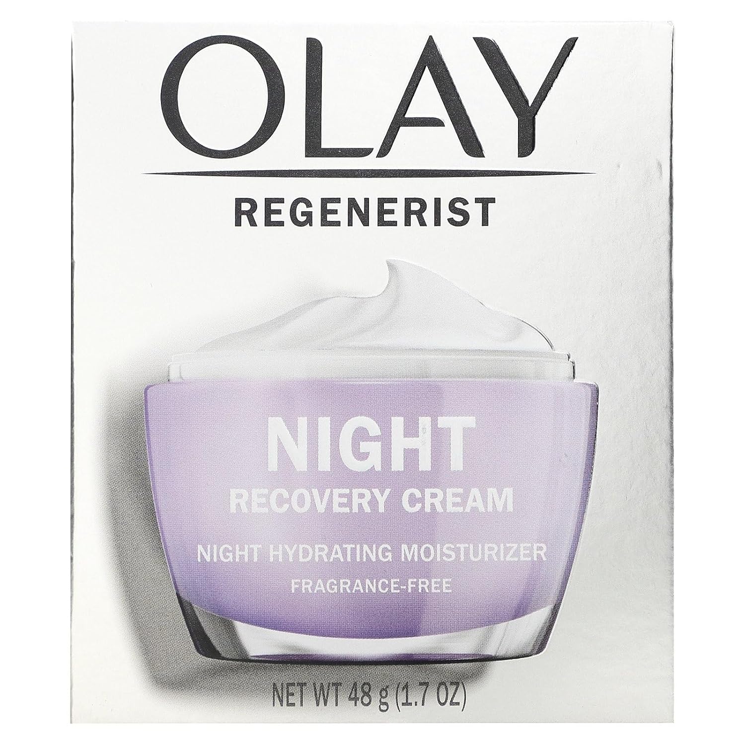 (Pack of 2) 0LAY Regenerist NIGHT RECOVERY Cream - FRAGRANCE FREE - 1.7 Fl Oz (48 g) EACH - Advanced Anti-Aging Moisturize - Image 3