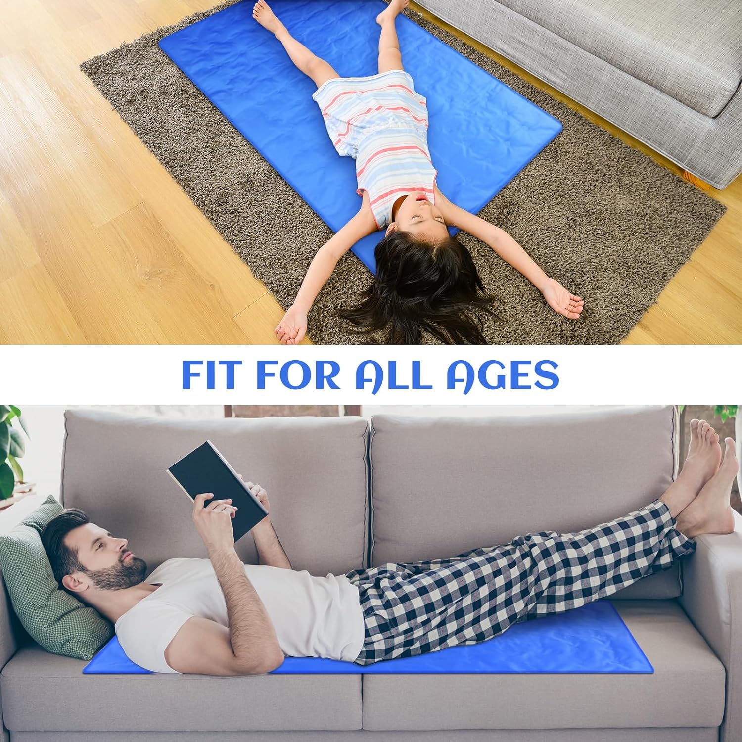 Drydiet Cooling Pad Mat for Sleep Cooling Mattress Pad Gel for Bed, Relieve Pain, Summer Hot Flashes, Adult, Pets, No Water or Electricity Required(Plain,Blue,48 x 28 Inch) - Image 6
