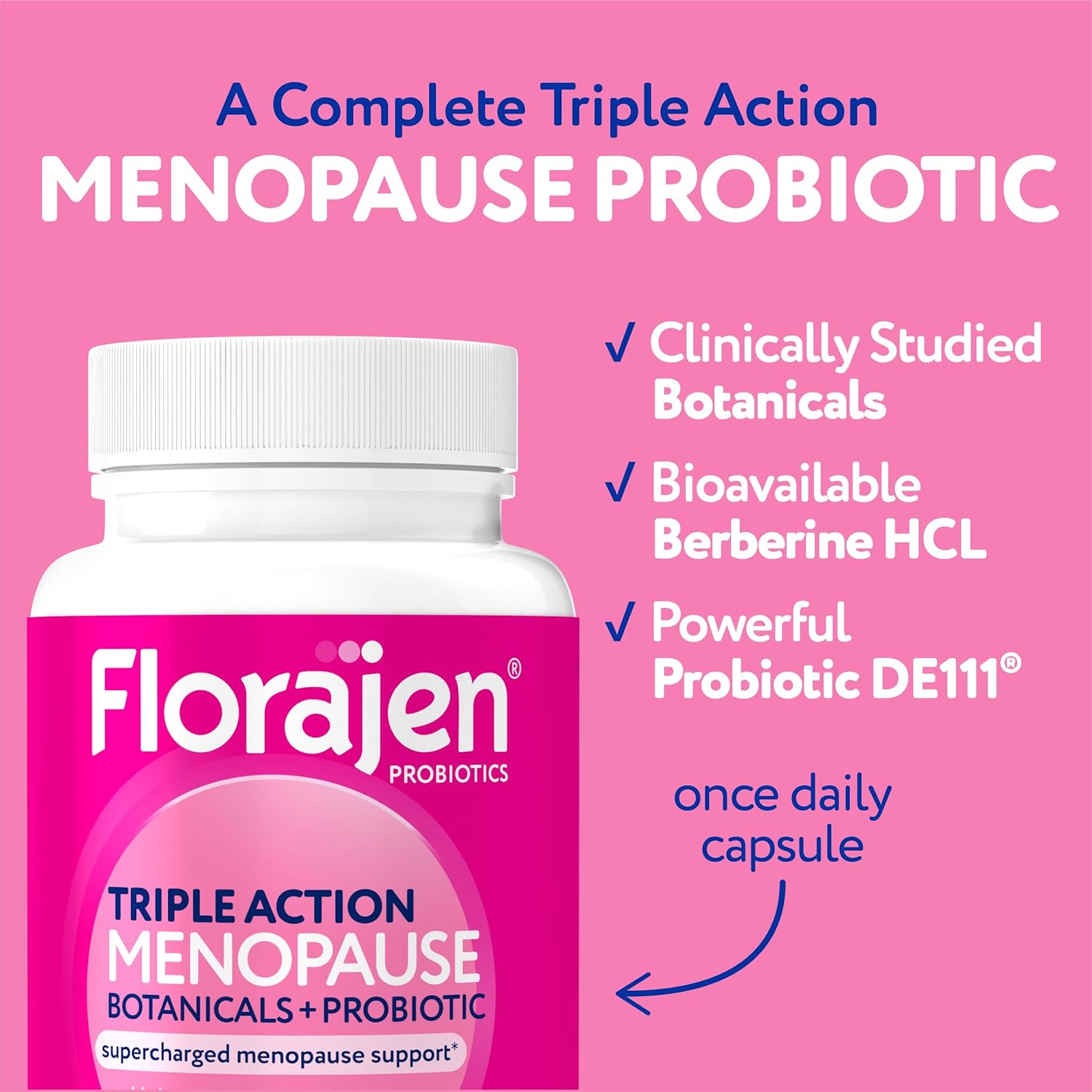 Florajen Triple-Action Menopause Probiotic - Hormonal Balance, Hot Flash, & Mood Swing Relief - Weight Management & Digestive Support - Featuring Berberine, Black Cohosh, & Botanical - 30 Capsules - Image 5