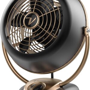 Vornado VFAN™ Vintage Air Circulator Fan, 3-Speed, Metal, Desktop Table Fan for Bedroom, Office, Cooling, with Adjustable Tilt Multi-Directional Airflow, Retro Design, Gunmetal