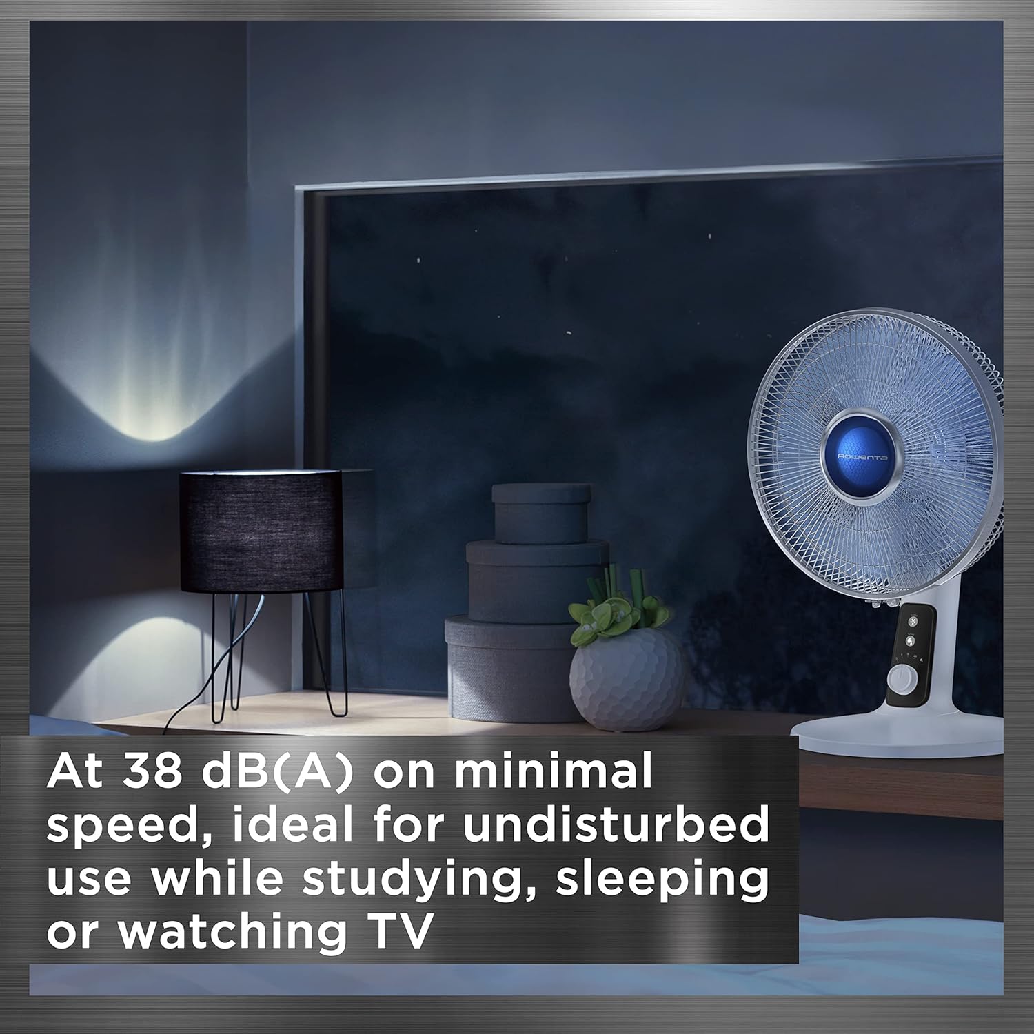 Rowenta, Desk Fan, Turbo Silence Table Fan, 12 Inches, Ultra Quiet Fan for Bedroom, Oscillating, Portable, 4 Speeds, Manual Turn Dial, White, Indoor, VU2730 - Image 5