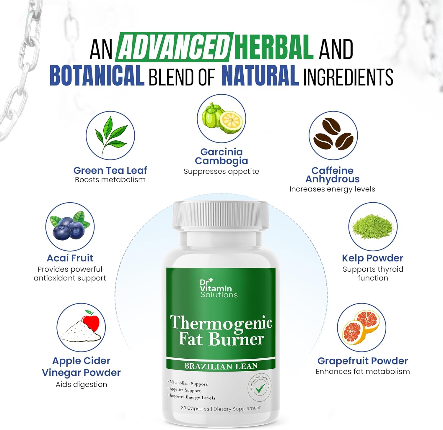 Thermogenic Fat Burner Brazilian Lean - Weight Loss Pills for Women & Men | Appetite Suppressant & Metabolism Booster w/Green Tea, Garcinia | Belly Fat, Energy & Bloating Support - 30 Capsules - Image 3