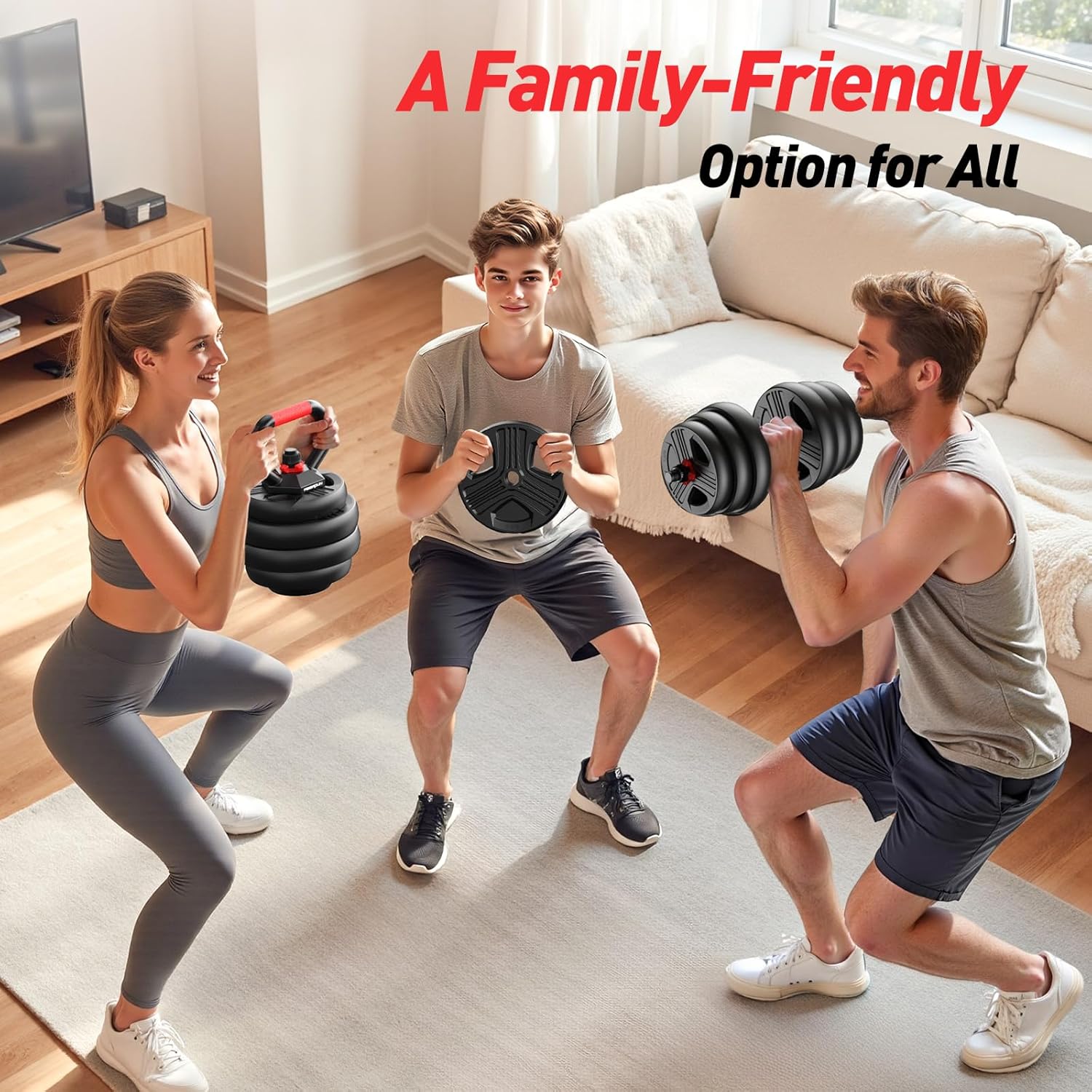 FITPLAM Adjustable dumbbell set,20/35/45/55/70/90lbs Free Weights set with upgraded nut, 5 in 1 Weight Set Used as Kettlebells, Barbell, Push up Stand, Fitness Exercise for Home Gym Suitable Men/Women - Image 7