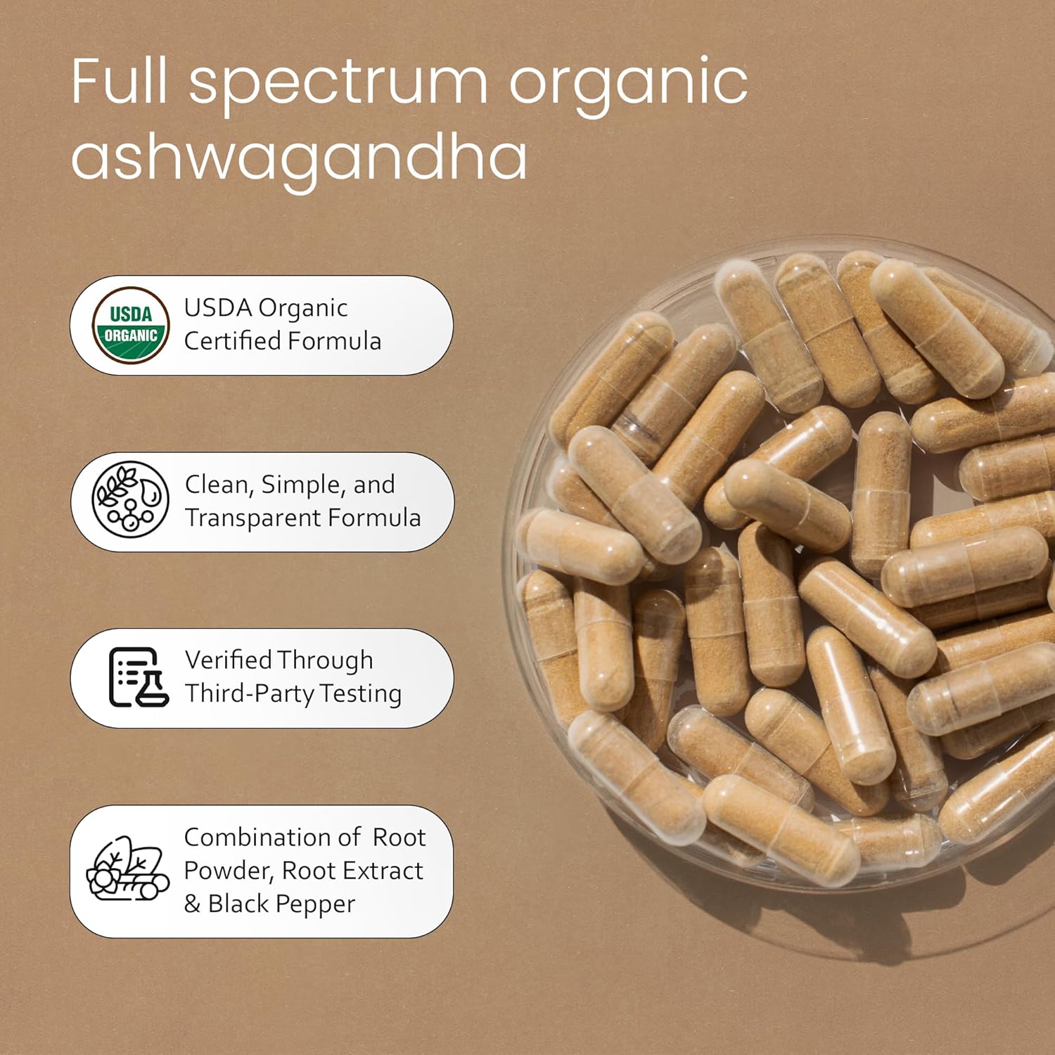 NaturaLife Labs Organic Ashwagandha 2100 mg per Serving – Full Spectrum Root Powder and Standardized Extract (Withanolides) – 100 Capsules – Vegan – Non-GMO, Gluten-Free - Image 4