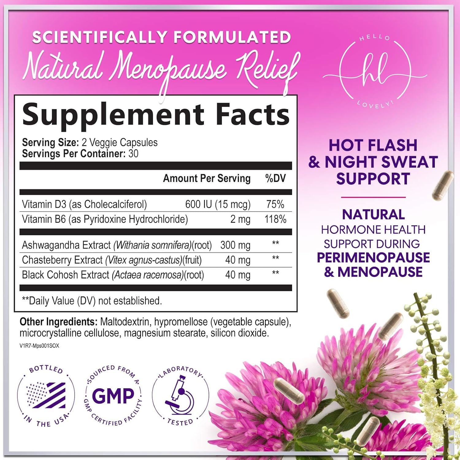 Menopause Supplements for Women - Complete Hot Flash Night Sweats & Menopause Relief Pills, Probiotics with Dong Quai & Black Cohosh for Vaginal, Digestive Support - 60 Capsules - Image 2