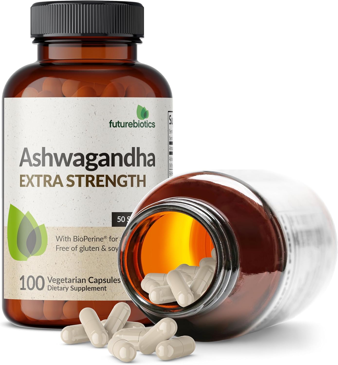 Futurebiotics Ashwagandha Extra Strength Stress & Mood Support with BioPerine - Non GMO Formula, 100 Vegetarian Capsules - Image 6