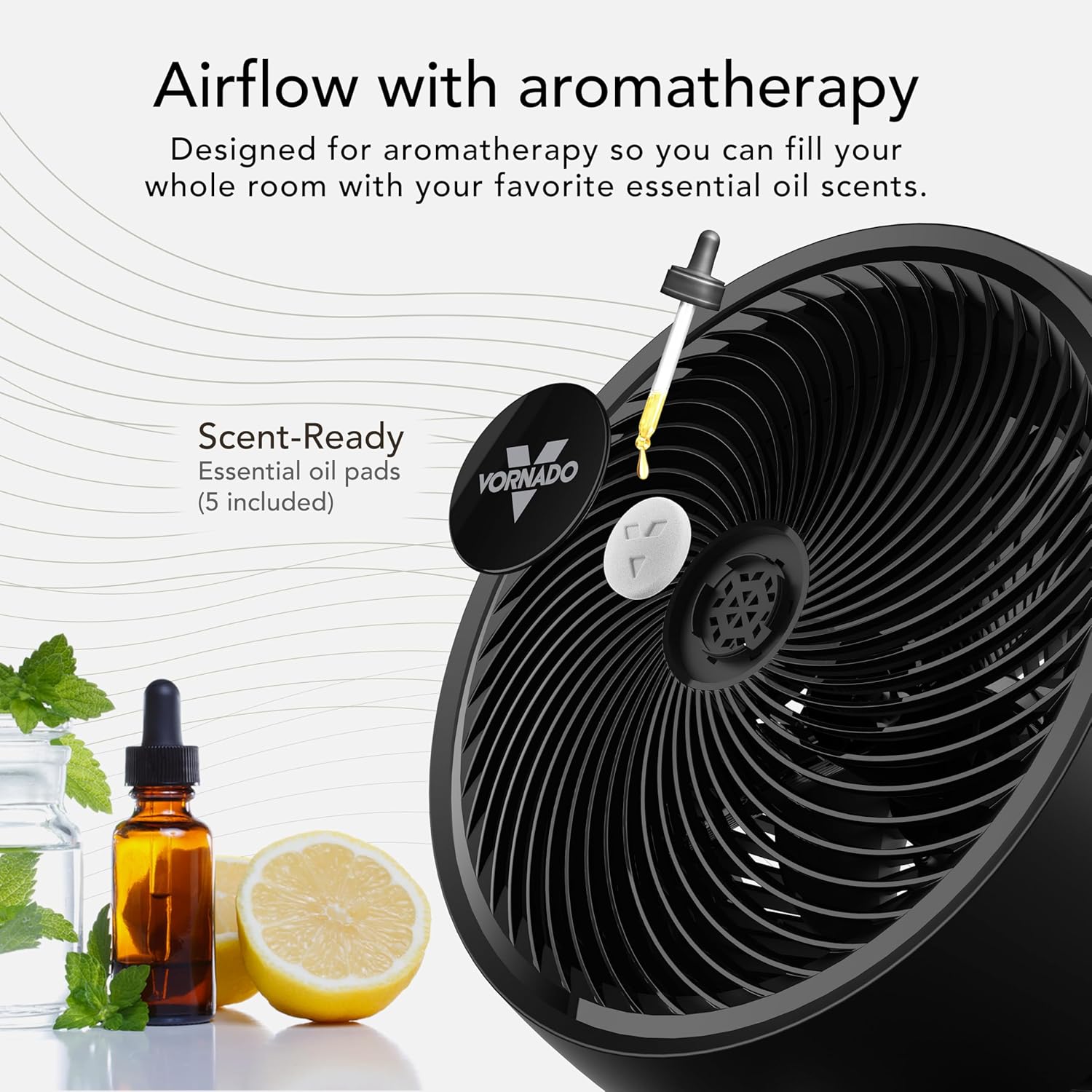 Vornado 753 OSC Whole Room Air Circulator Fan with Oscillation, Included Remote, Auto Mode, Aromatherapy with Included Scent Pads, 3 Speeds, Easy-Clean Removable Grille, Powerful Airflow, Black - Image 3
