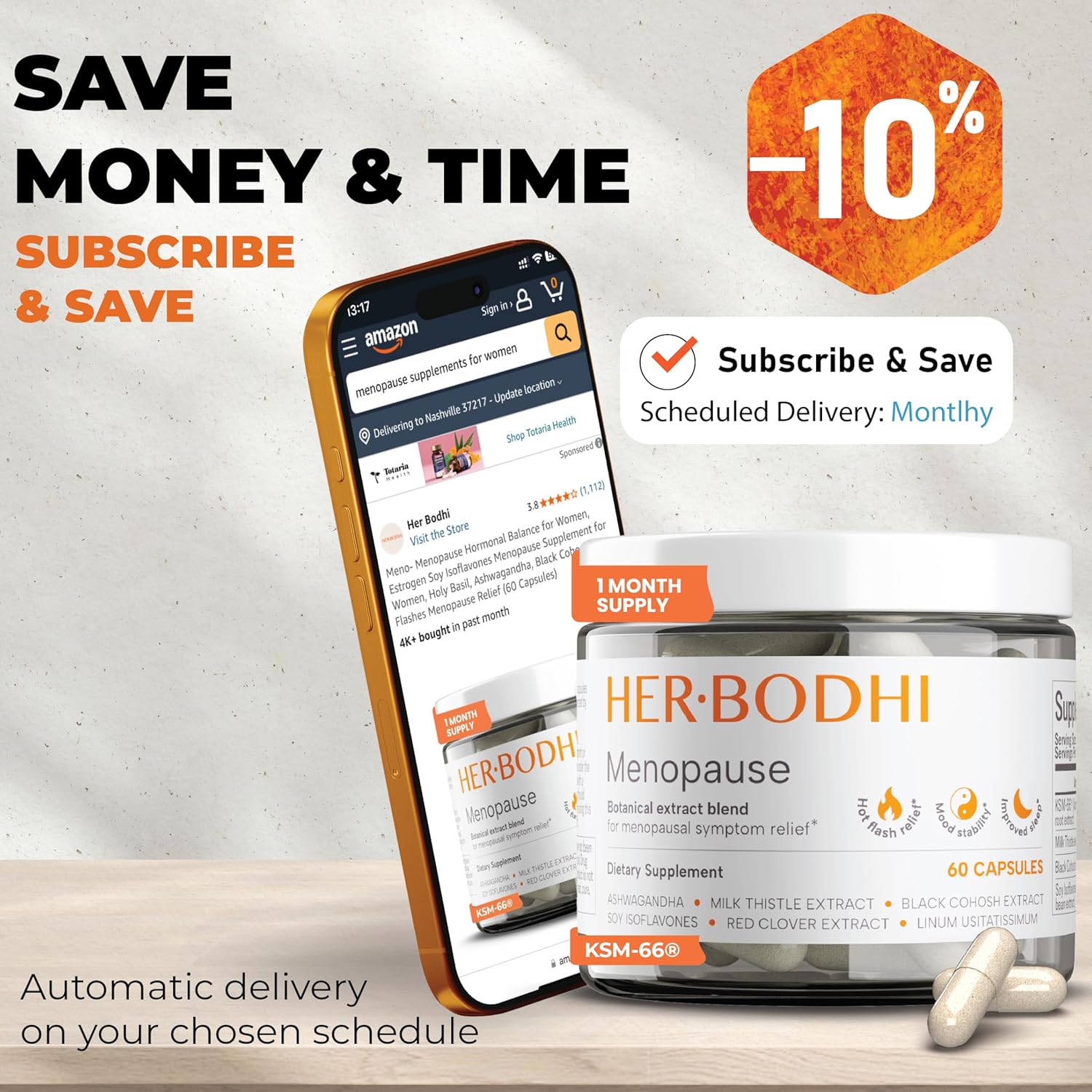 Her Bodhi Meno- Menopause Hormonal Balance for Women, Estrogen Soy Isoflavones Menopause Supplement for Women, Ashwagandha, Black Cohosh Hot Flashes Menopause Relief, Night Sweats Relief 120Caps - Image 2