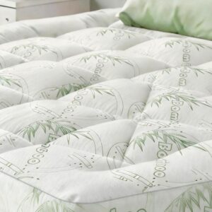 Bamboo Mattress Topper Queen Size with Deep Pocket 1700 GSM Fill Cooling Shredded Memory Foam Mattress Pad Rayon Derived from Bamboo, Ideal for Side Sleepers, Back Pain, Hot Sleepers