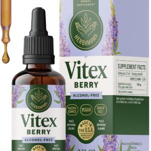 HERBAMAMA Vitex Chasteberry Supplement for Women - Natural Menopause Support* with Vitex Berry Tincture - Chaste Tree Berry Drops for Hormonal Balance & Cycle Support* - 42-Day Supply