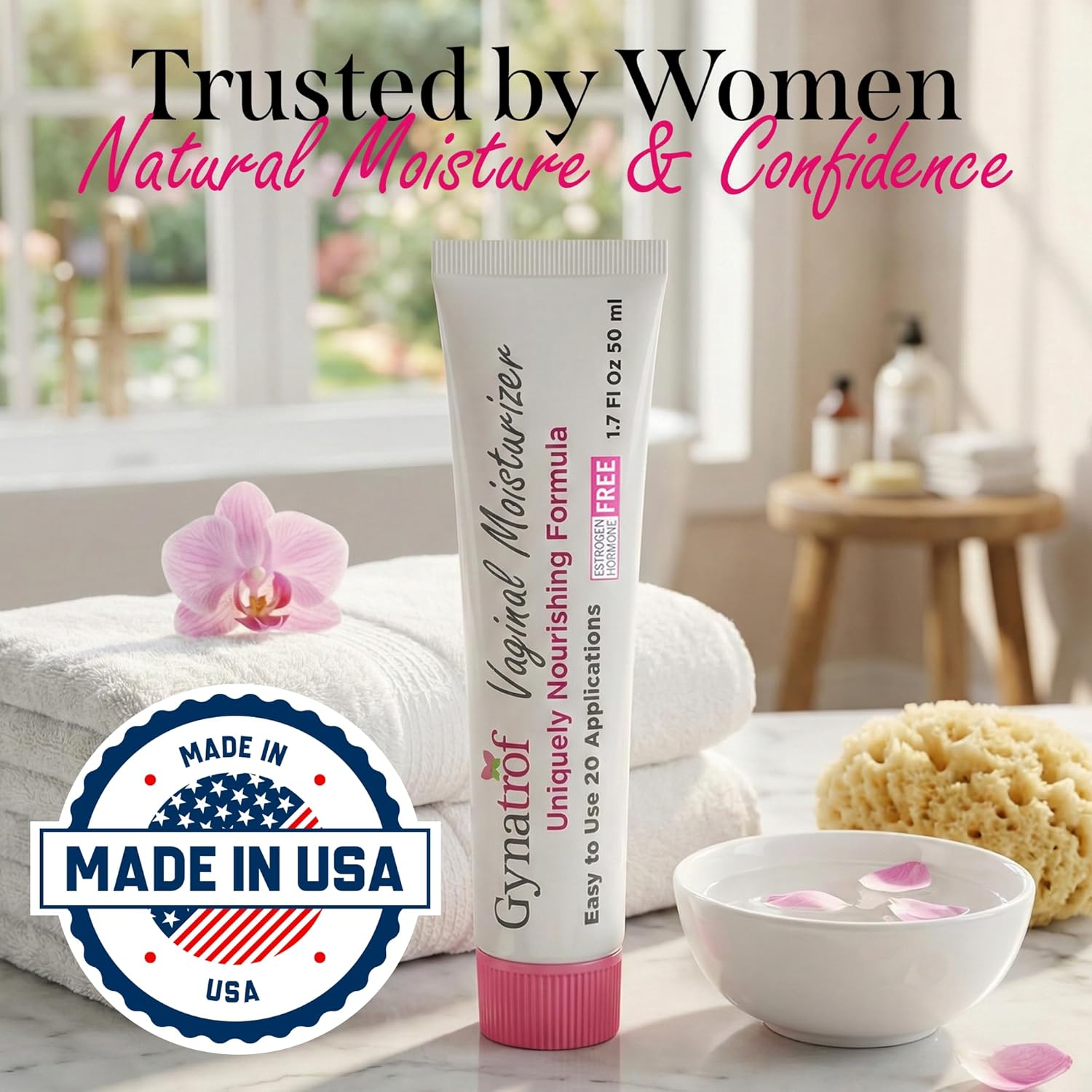 Gynatrof Vaginal Moisturizer, Long-Lasting for Vaginal Dryness & Irritation, Hormone-Free Hyaluronic Acid & Vitamin E Feminine Care, Daily Hydration For Intimate Feminine Care, 1.7 fl oz - Image 4
