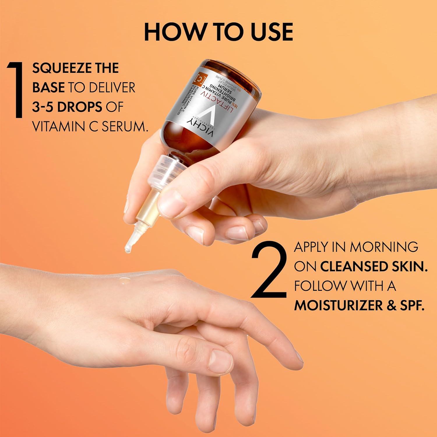 Vichy LiftActiv Vitamin C Serum For Face, Brightening Serum With Pure Vitamin C + Hyaluronic Acid + Vitamin E, Reduces Fine Lines, Smooths Skin Texture, Improves Radiance, Anti Aging - Image 8