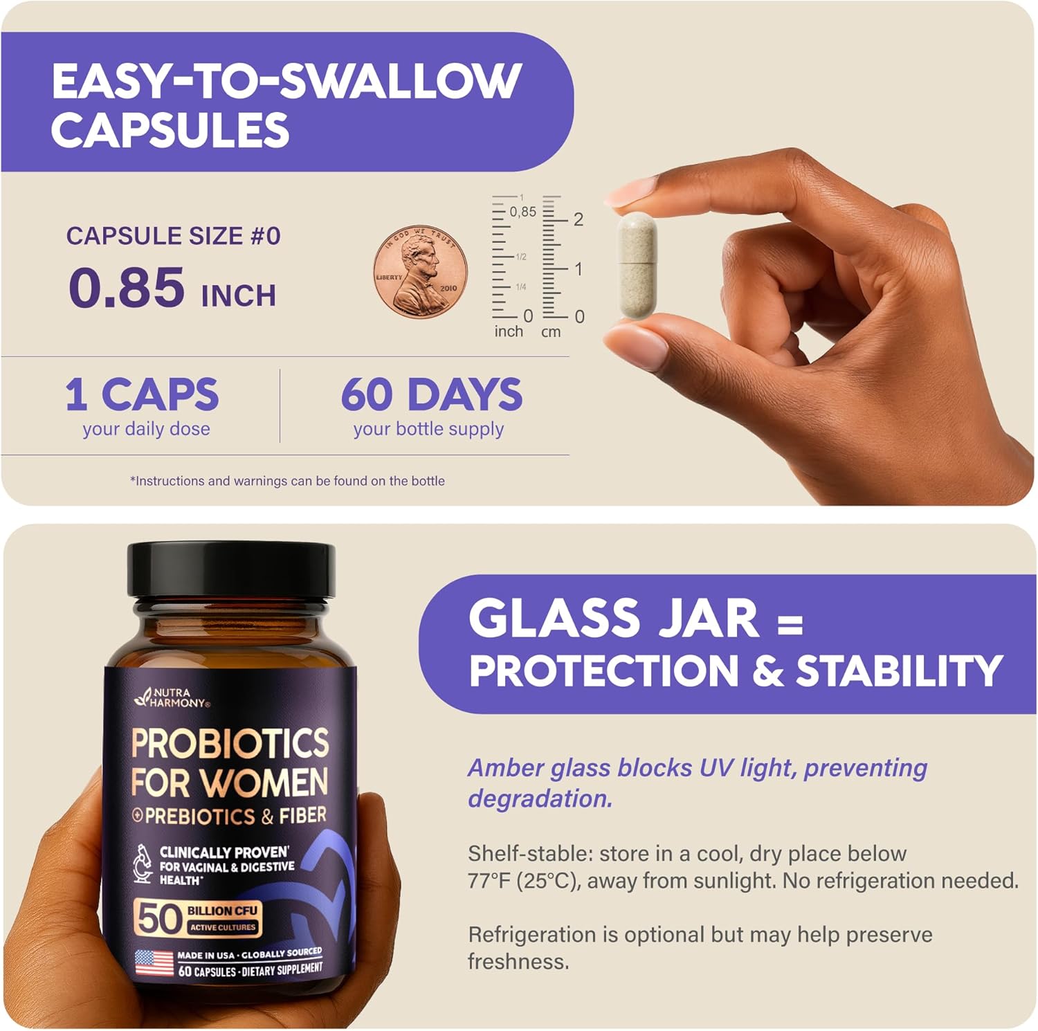 Probiotics for Women 50 Billion CFU - Vaginal Probiotics Clinically Proven for Yeast & pH Balance - Digestion & Bloating Relief - 8 Strains + Prebiotics - Delay Release - Made in USA, 60 Capsules - Image 10