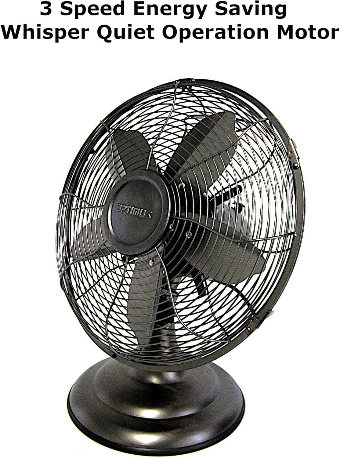 Optimus F-6212A F-6212A 3-Speed 60-Watt 12-In. Portable Retro Oscillating Table Fan - Image 7
