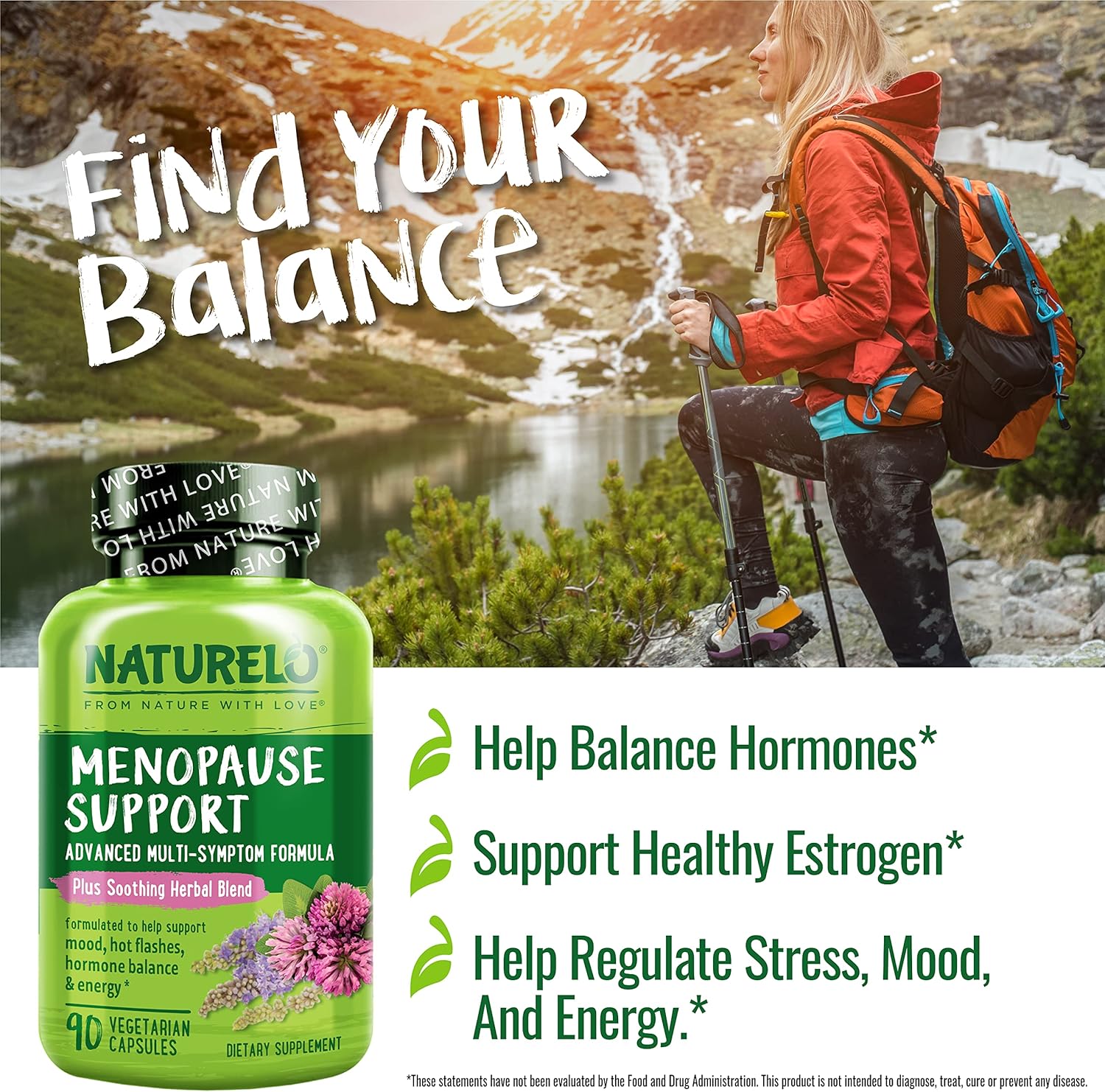 NATURELO Menopause Supplements for Women, Herbal Blend with Black Cohosh for Menopause Hot Flashes Advanced Estrogen Multi-Symptom Formula 90 Capsules - Image 6