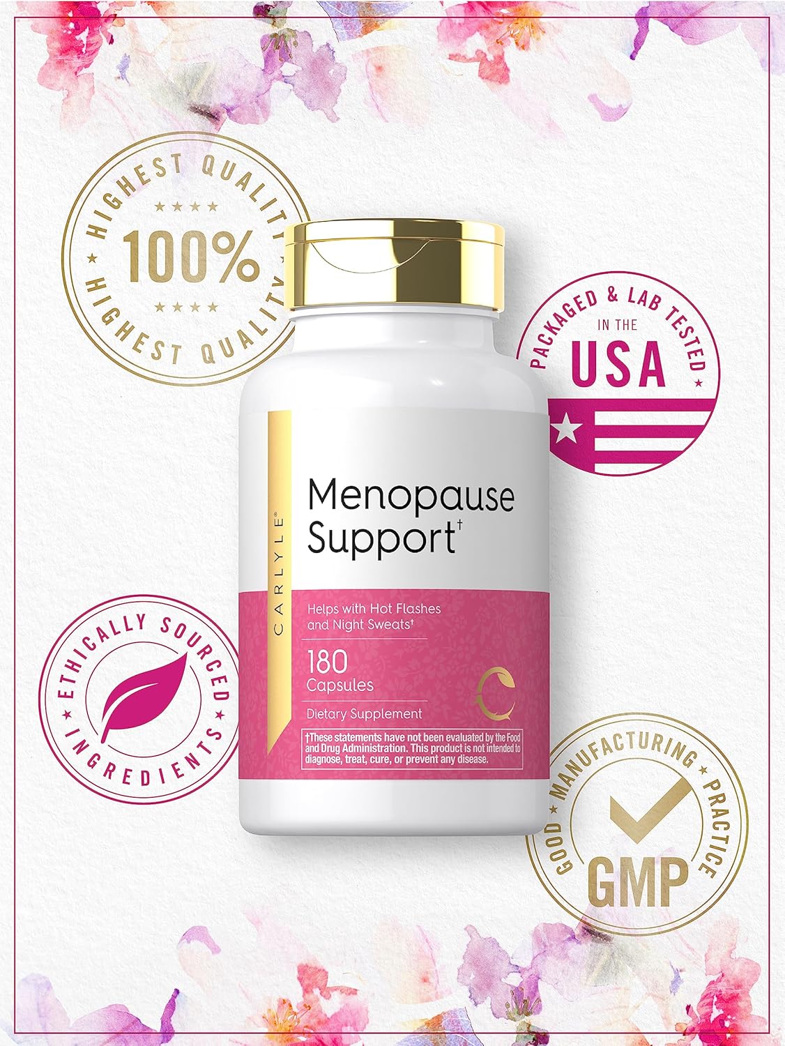 Carlyle Menopause Supplement for Women | 180 Capsules | Helps with Hot Flashes and Night Sweats | Non-GMO, Gluten Free Menopause Support - Image 5