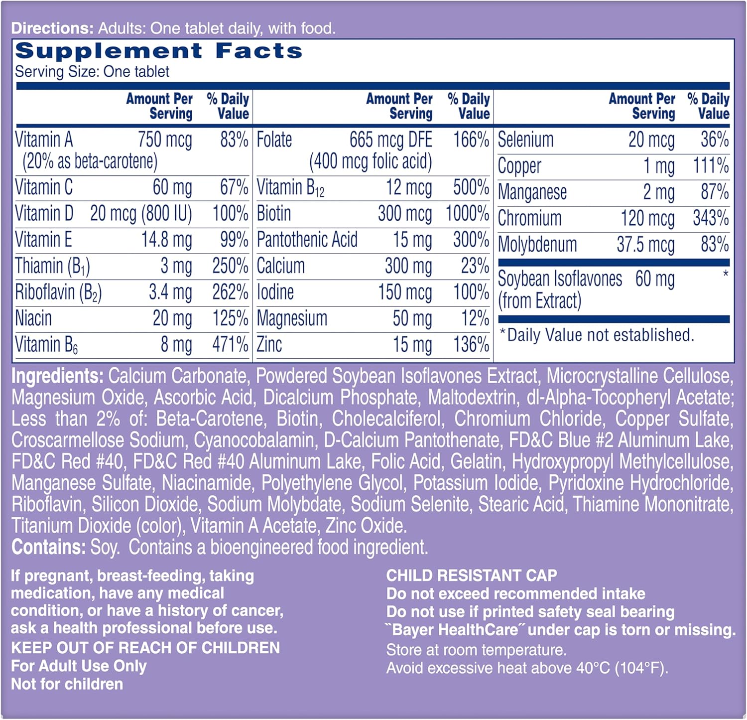 One A Day Women's Menopause Multivitamin with Vitamin A, Vitamin C, Vitamin D, Vitamin E and Zinc for Immune Health Support, Bone health, 50 Count (Packaging May Vary) - Image 8