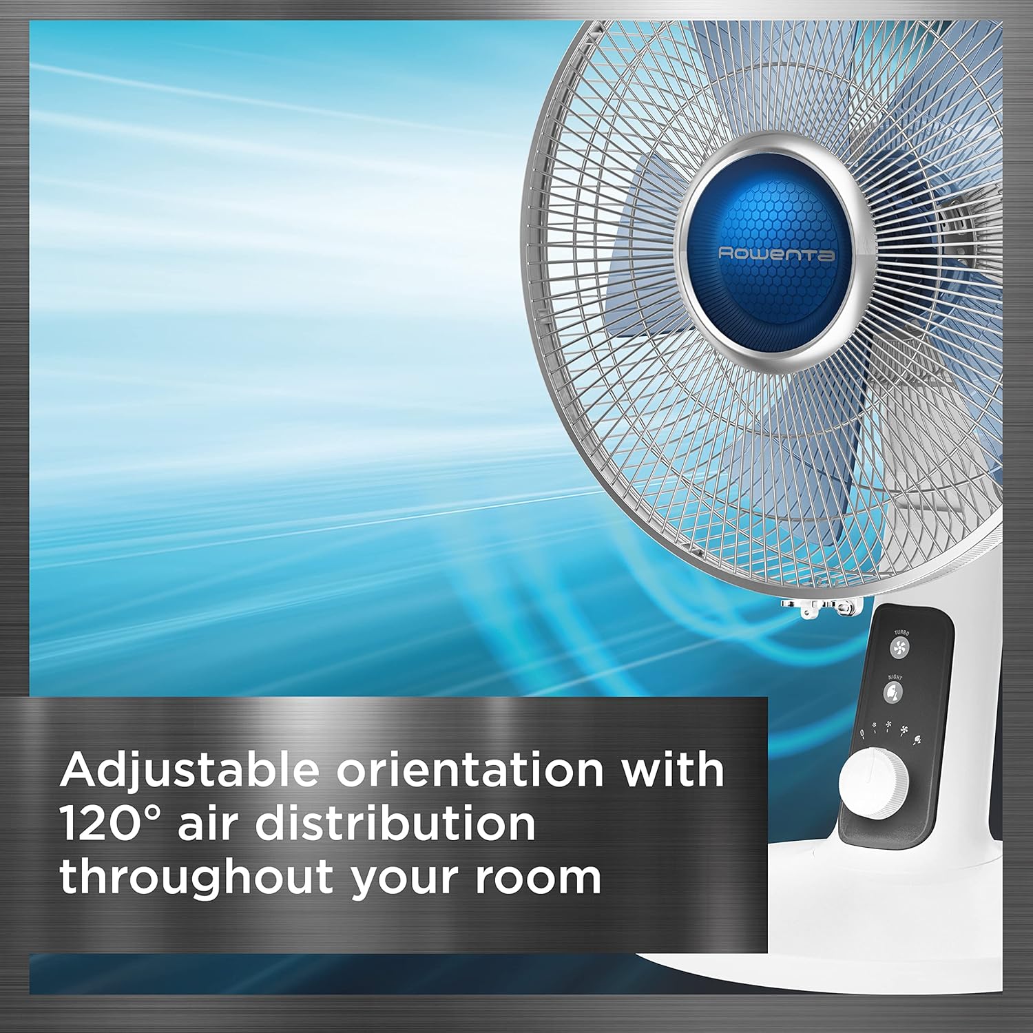 Rowenta, Desk Fan, Turbo Silence Table Fan, 12 Inches, Ultra Quiet Fan for Bedroom, Oscillating, Portable, 4 Speeds, Manual Turn Dial, White, Indoor, VU2730 - Image 7