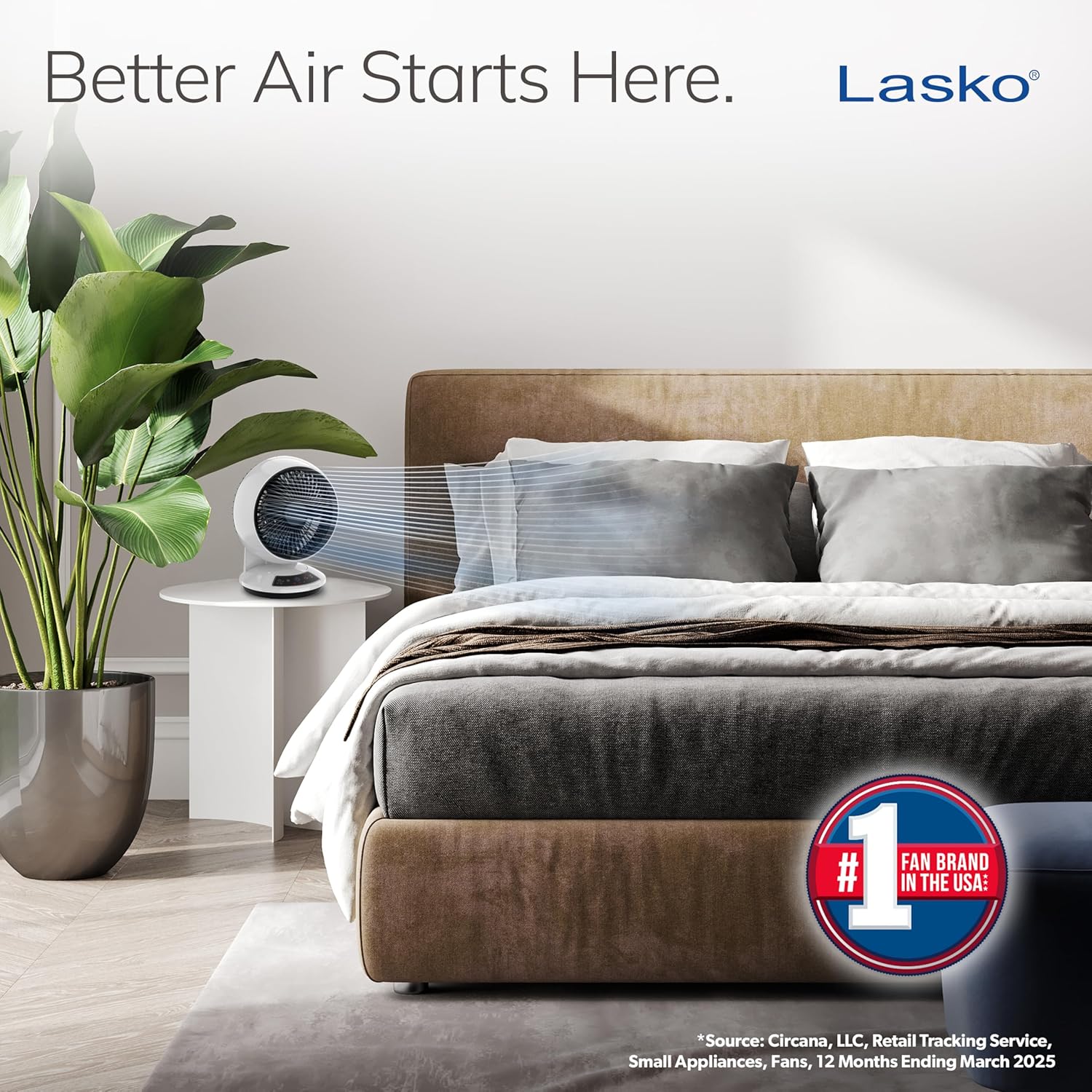 Lasko Whirlwind Orbital Motion Air Circulator Table Fan, 3 Speeds, Timer, Dark Mode, Remote Control for Small and Medium Sized Rooms, White, A12557 - Image 2