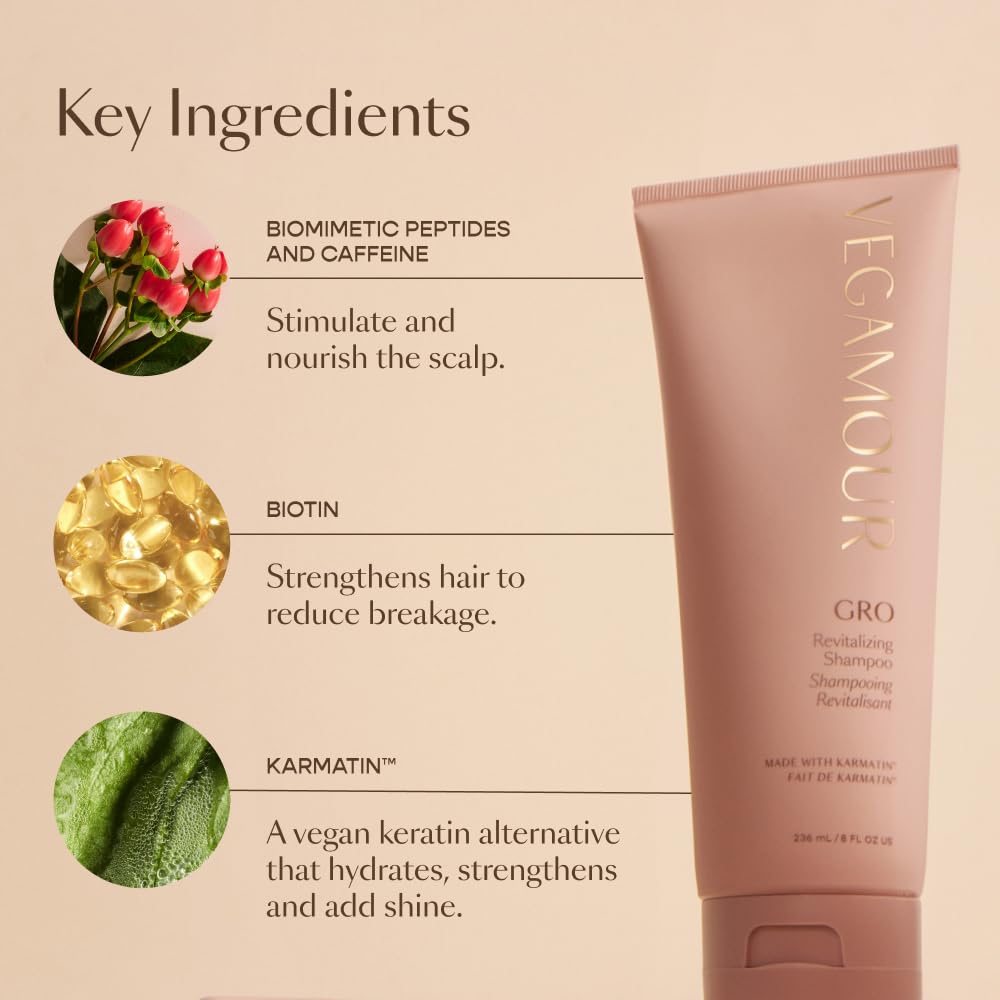 VEGAMOUR GRO Revitalizing Shampoo, Support Thicker, Fuller Looking Hair, Shampoo Formulated Without Sulfates for Thinning Hair with Vegan Keratin, Natural Citrus Scent - Image 6