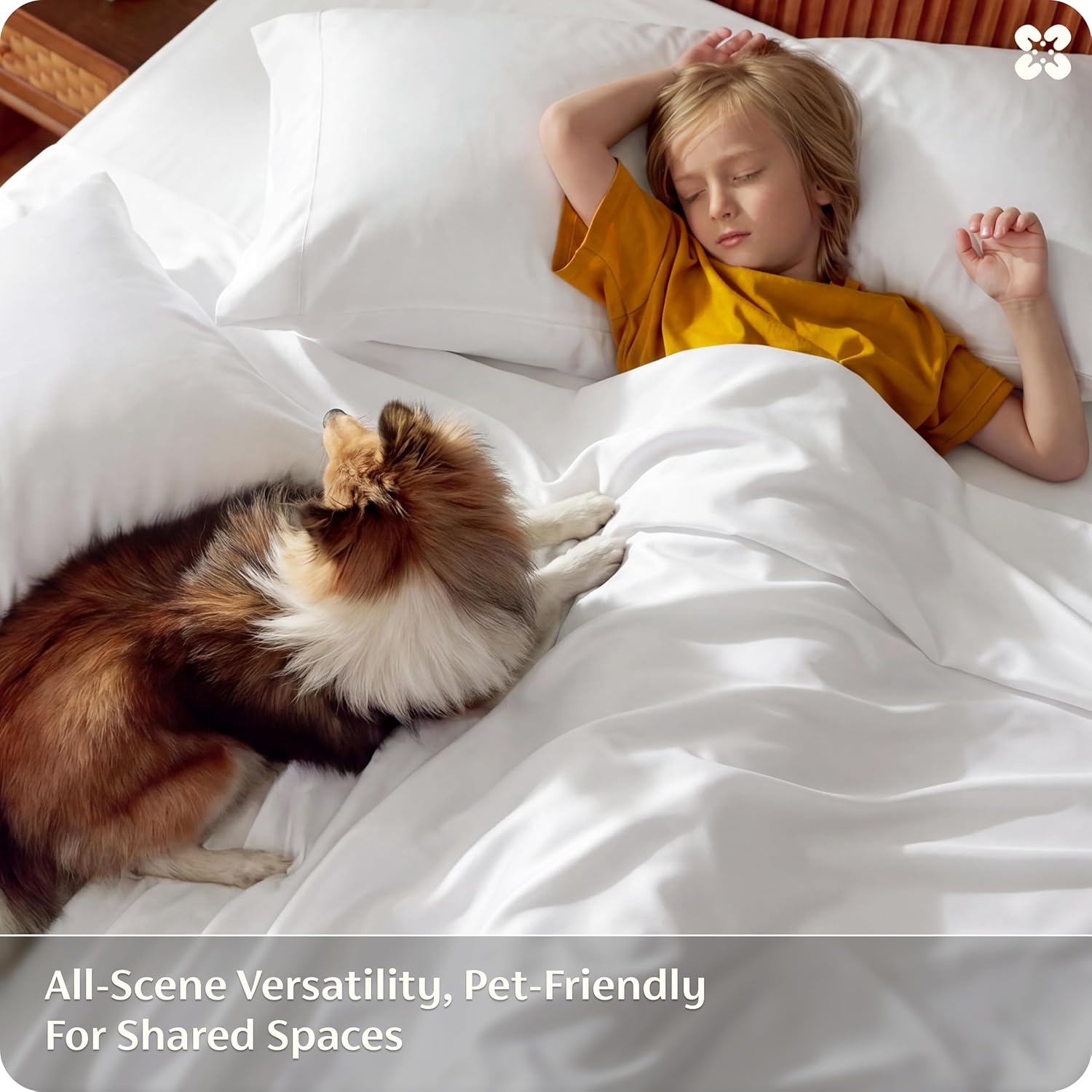 Bedsure King Size Sheet Set, Cooling Sheets, Rayon Derived from Bamboo, Deep Pocket Up to 16", PureWoven, Breathable & Soft, Bed Sheets, Hotel Luxury Silky Bedding for Hot Sleepers, White - Image 6