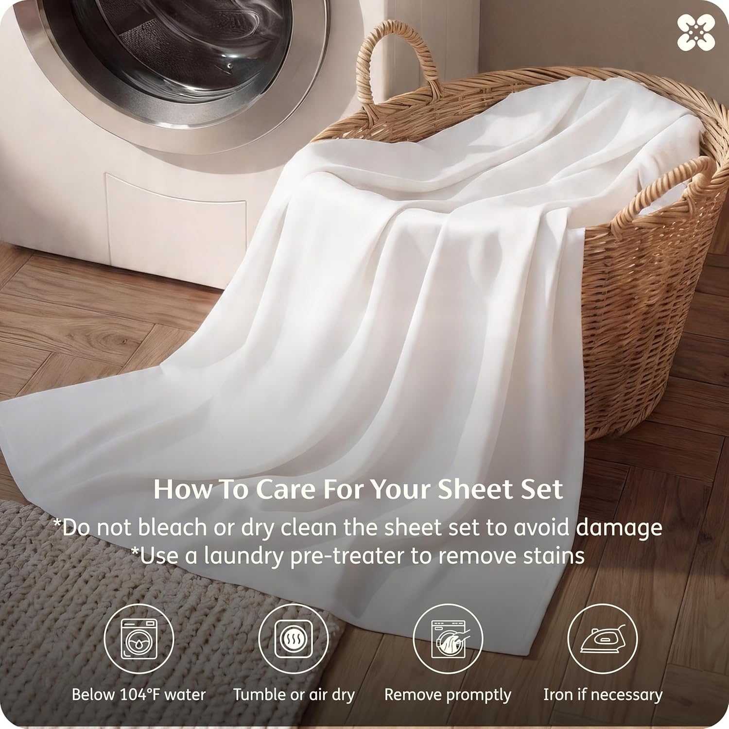Bedsure King Size Sheet Set, Cooling Sheets, Rayon Derived from Bamboo, Deep Pocket Up to 16", PureWoven, Breathable & Soft, Bed Sheets, Hotel Luxury Silky Bedding for Hot Sleepers, White - Image 8