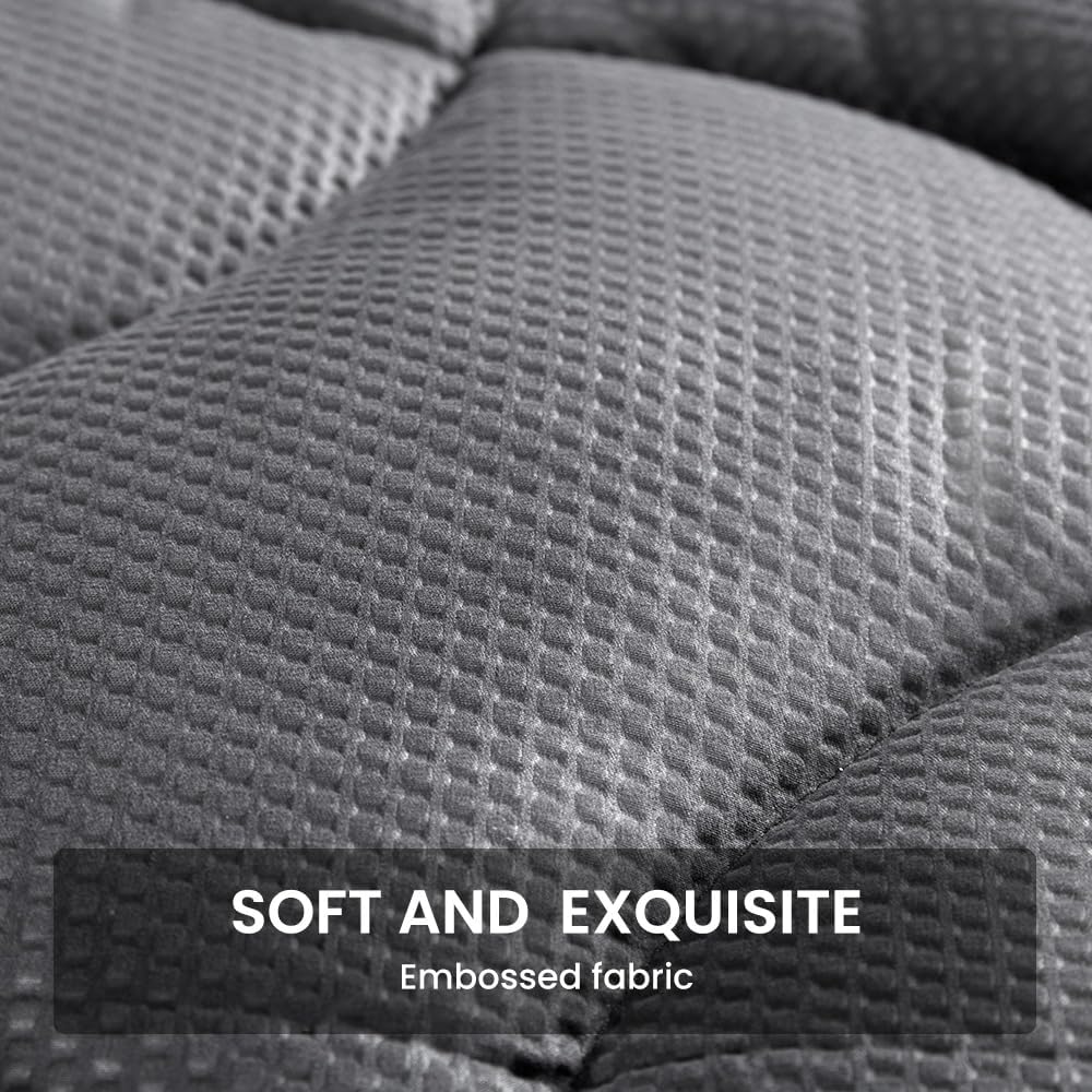 SLEEP ZONE Cooling Queen Mattress Topper, Premium Zoned Cool Mattress Pad Cover, Padded Mattress Protector Breathable Washable, Deep Pocket 8-21" (Grey, Queen) - Image 3