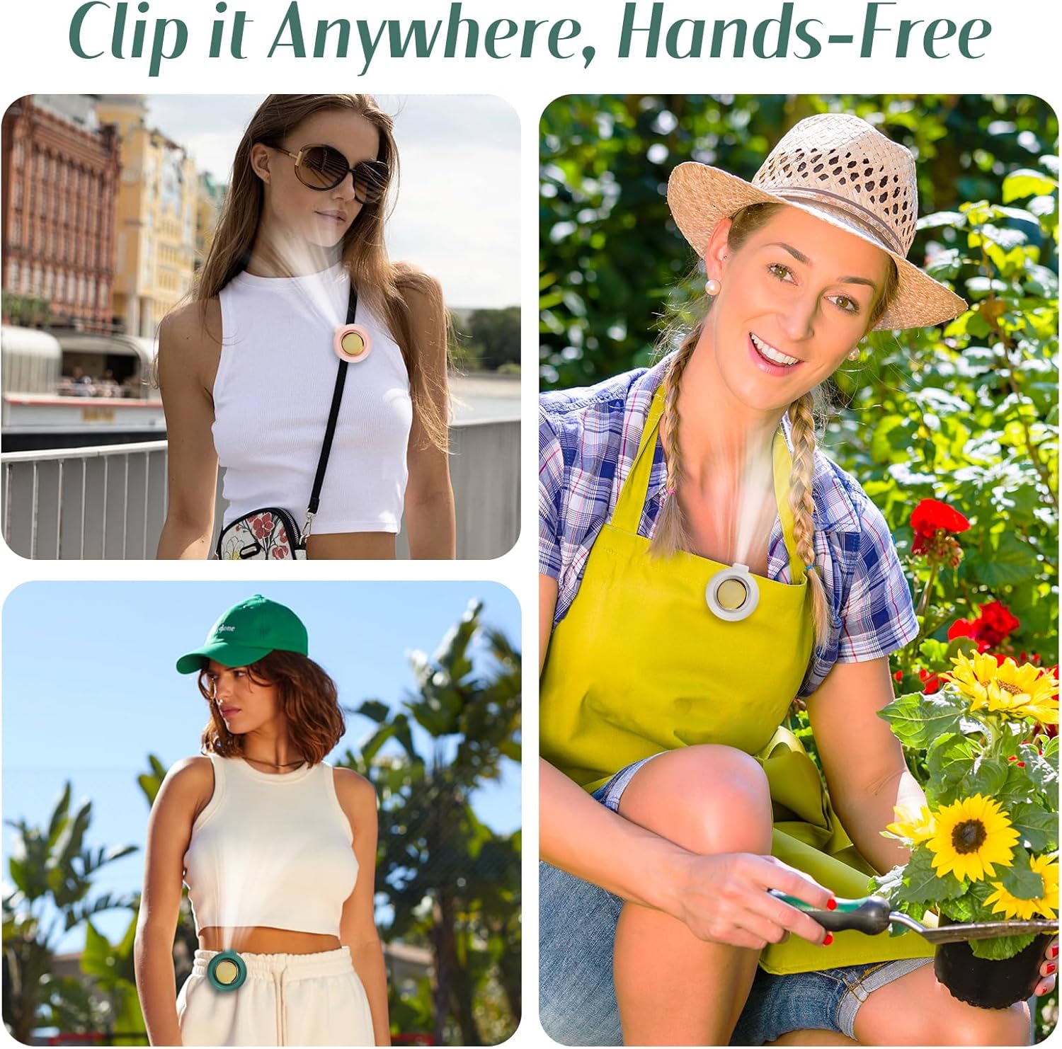 2026 New Portable Clip-On Fan, 360° Rotatable Mini Bladeless Fan for Shirt & Waist, 3-Speed Quiet Wearable Personal Fan, USB-C Rechargeable Whirlwind Fan for Outdoor, Travel & Stroller (White) - Image 4