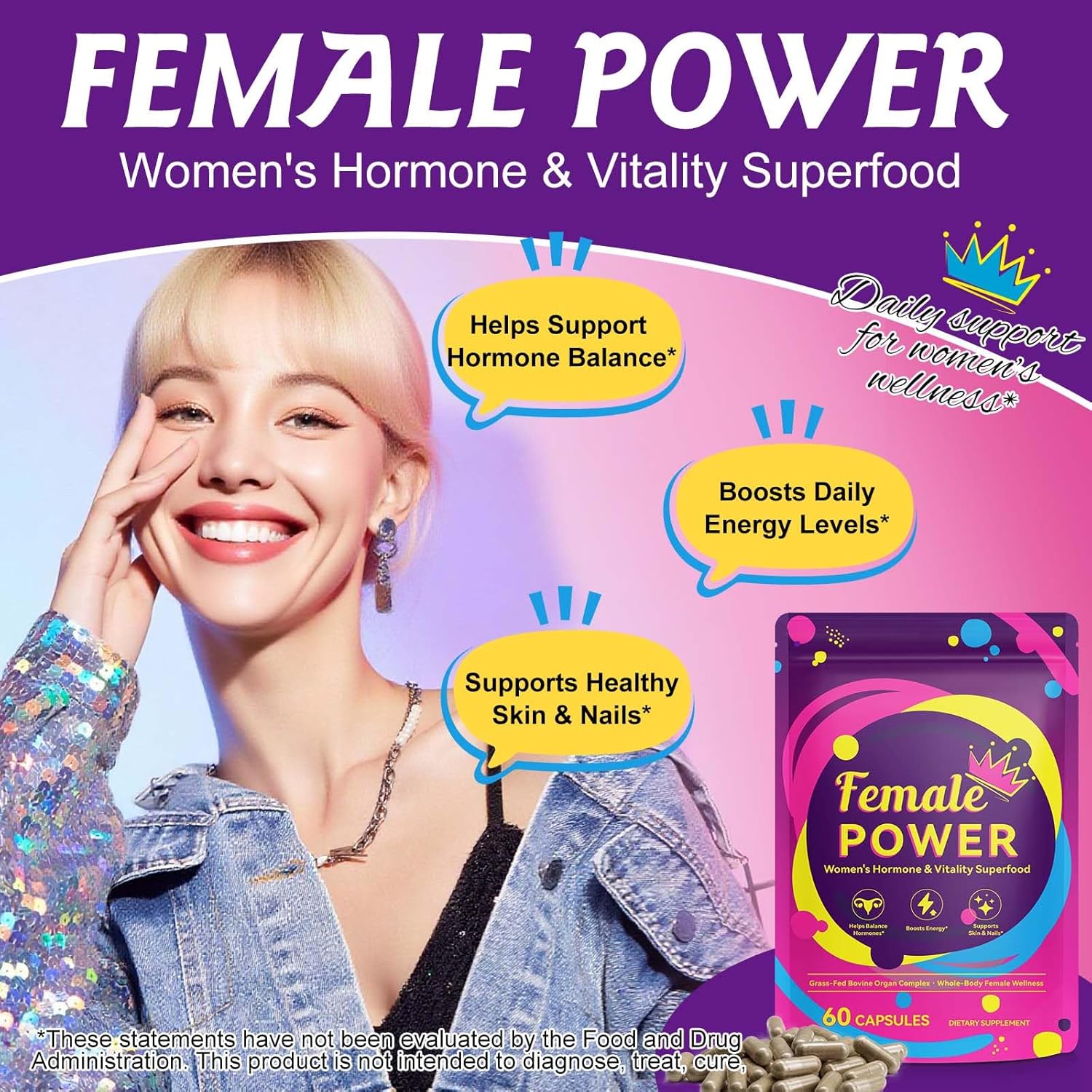 2 Pack Hormone Balance for Women, Female-Optimized Beef Organ Superfood Supplement for Women, PMS Support Supplement, 100% Grass Fed Beef Liver Capsules, Balance Hormones, Energy,Menstrual Cramp,Mood - Image 3