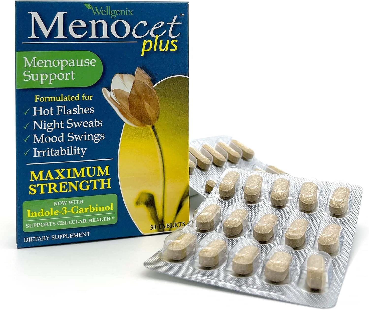 Wellgenix Menocet Plus Menopause Support - All-in-One Menopause Supplement - Daily Relief Feminine Care - Hot Flashes, Night Sweats, Mood Swings & Irritability - 30 Tablets (Pack of 2) - Image 2