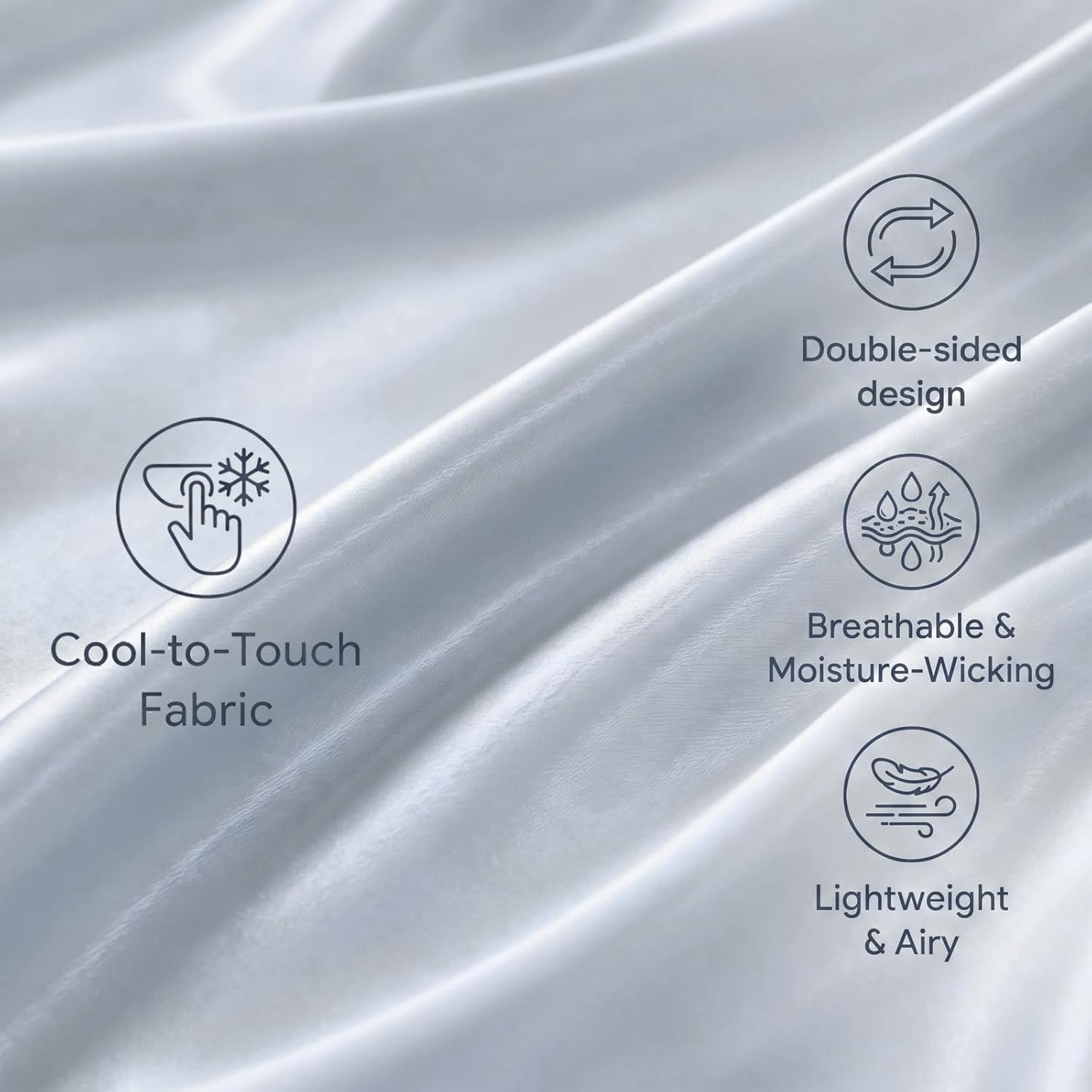 Cooling Comforter Queen Size 90"x90", Dual-Sided Seersucker & Q-Max>0.4 Cooling Blanket, Breathable Fabric for Hot Sleepers Night Sweats Menopause & Sensitive Skin, All Season Pet Friendly, Dark Grey - Image 2