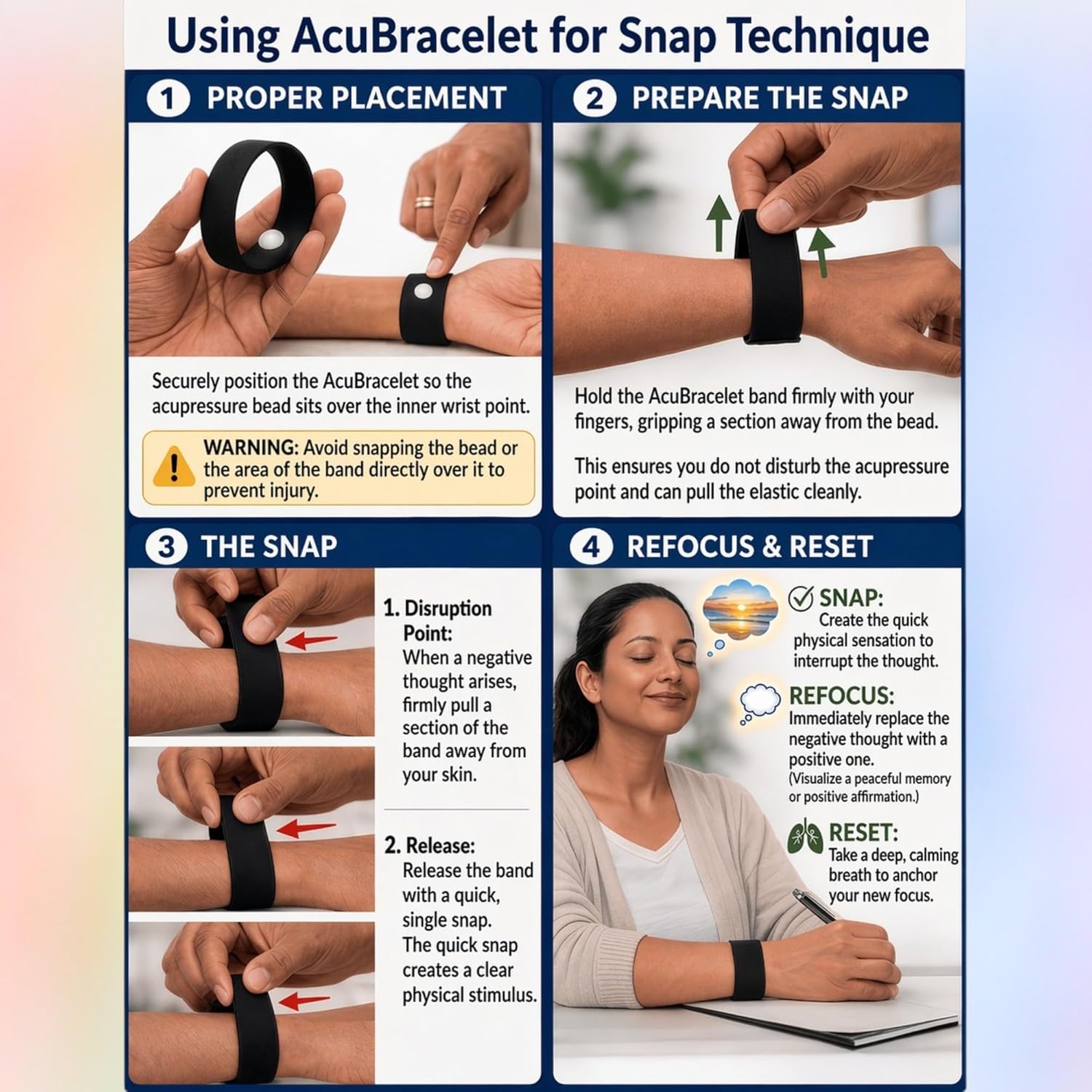 AcuBalance Women's Menopause Relief Wristband - Black Cooling Acupressure Bracelet for Hot Flashes, Sleep, Mood, and Daily Support - Stretch Slip-On Comfort - Image 5