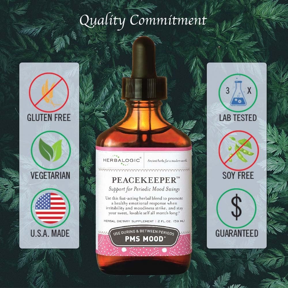 Herbalogic - Peacekeeper Liquid Herb Drops - Reduces PMS Related Mood Swings - Based on the Traditional Chinese Formula Xiao Yao San with Added Herbs for Mood Support - Contains Turmeric - 2 Fl. Oz. - Image 3