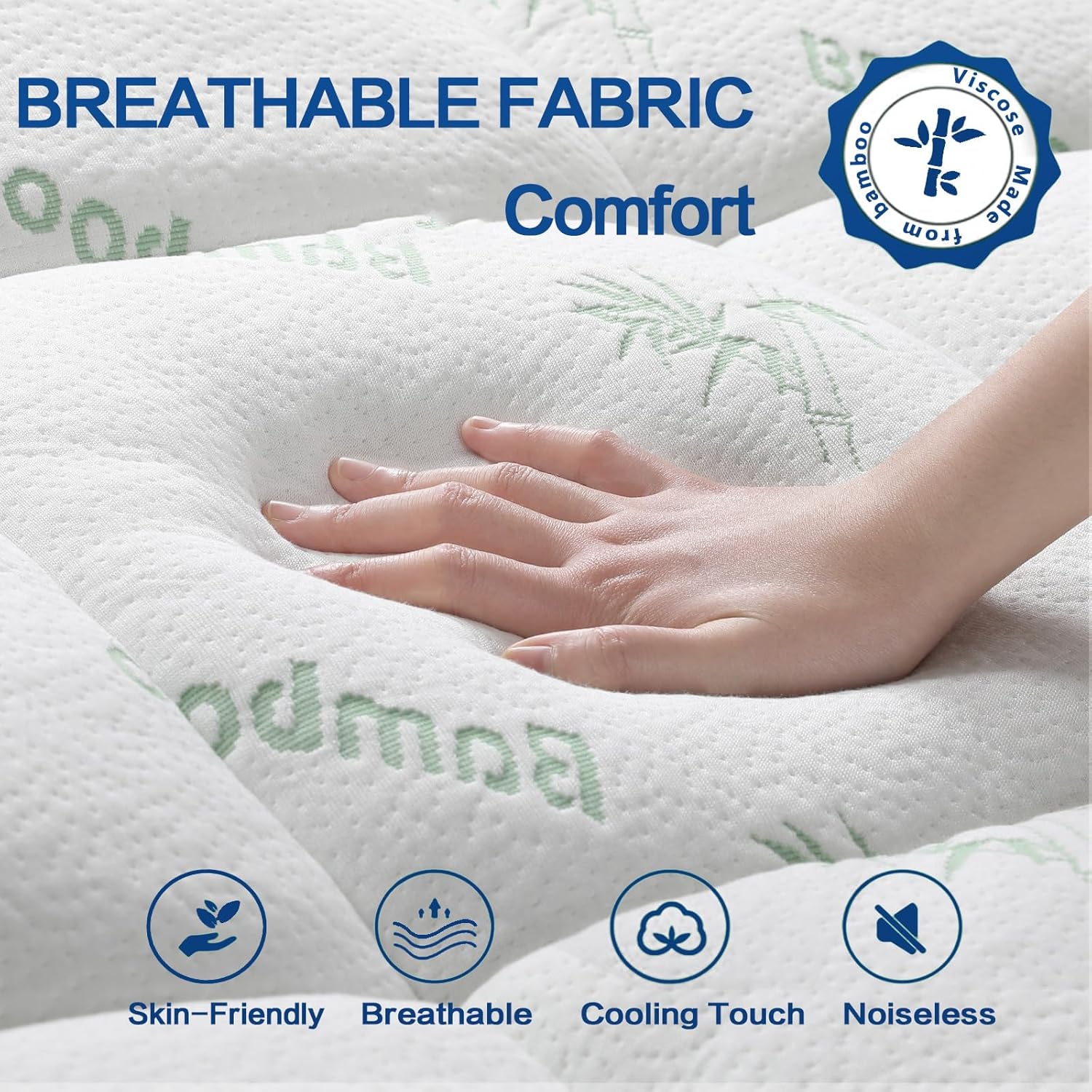 Mattress Topper Queen Size, Cooling Extra Thick Breathable Viscose Made from Bamboo Mattress pad, Soft Quilted Fitted Mattress Cover with 1000 GSM Down Alternative Fill (8-21”Deep Pocket) - Image 3