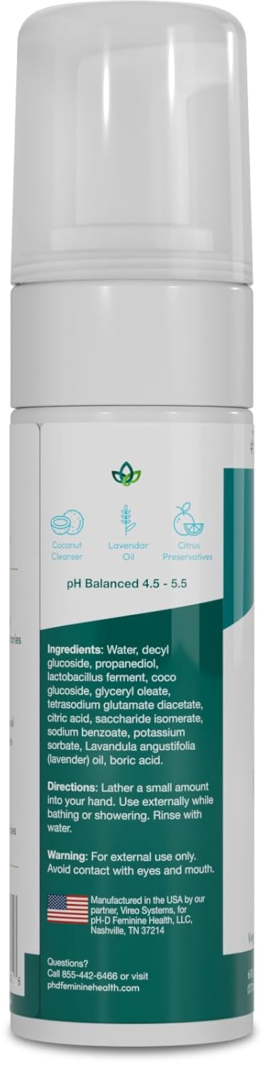 pH-D Feminine Health - Boric Acid Foam Wash - pH-Balanced, Paraben-Free, and Plant-based (Sensitive, 6 Fl Oz (Pack of 1)) - Image 6