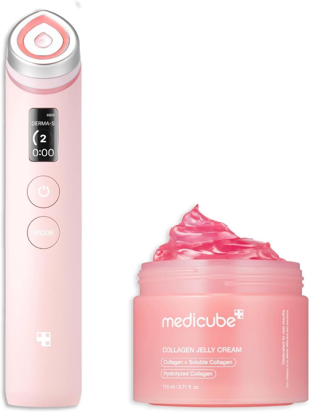 medicube Pink Skincare Set – Glass Glow Skin Care Kit with Booster Device & Collagen Cream (Korean Skincare)