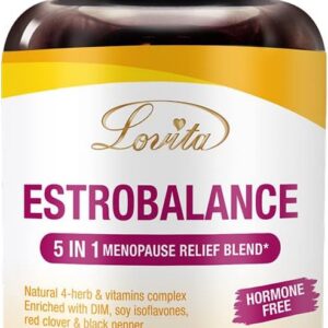 LOVITA Menopause Supplements for Women, DIM Complex with Soy Isoflavones, Red Clover, Vitamin D3 & Black Pepper for Menopause & Hormone Balance Support, 120 Vegetarian Capsules