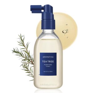 AROMATICA Tea Tree Purifying Tonic, Paraben, Silicone, Sulfate-free | Vegan | Soothing & Cooling Tonic for Your Scalp | Helps Hair Look Healthier and Nourished | Natural Ingredients Only (3.38oz)