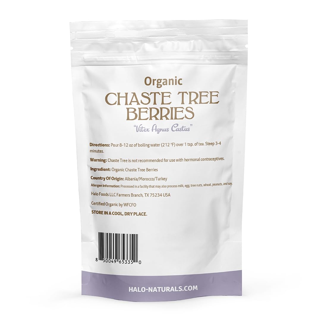 Halo Naturals Organic Chaste Tree Berries Whole Cut & Sifted, 1 Pound (Vitex agnus castus) USDA Certified | Resealable Pouch| Packaged in The USA - Image 3