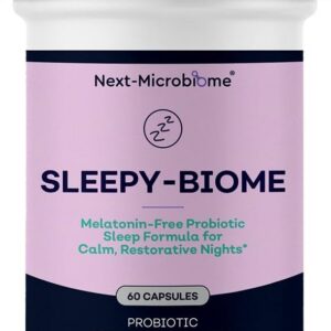 Sleep Supplement Without Melatonin – Sleepy-Biome Natural Sleep Aid for Calm, Restful Nights | Probiotic Gut-Brain Formula with GABA, L-Theanine, 5-HTP, Valerian & Ashwagandha (60 Capsules)