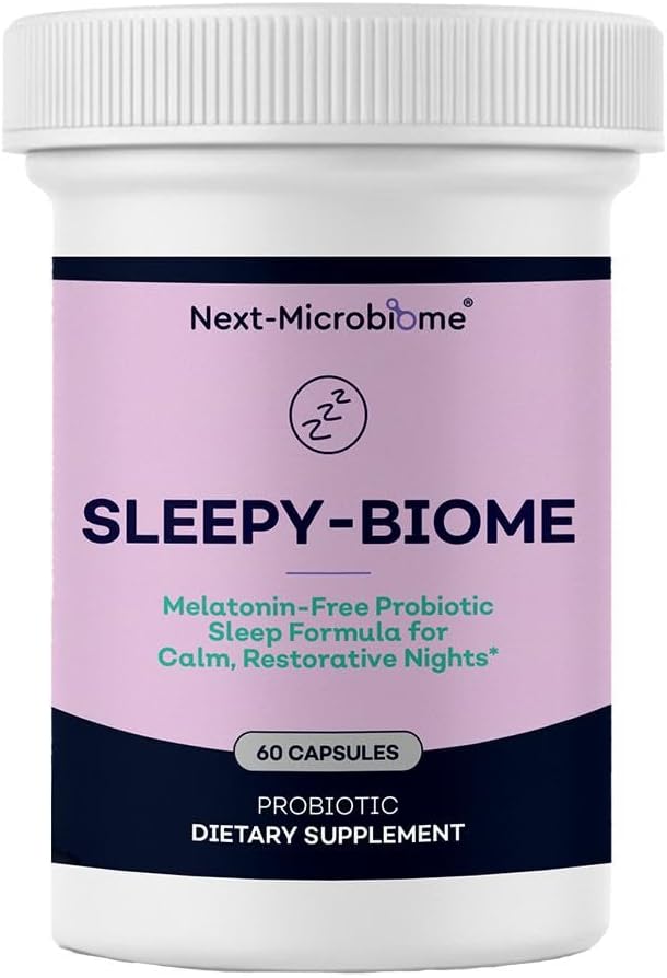 Sleep Supplement Without Melatonin – Sleepy-Biome Natural Sleep Aid for Calm, Restful Nights | Probiotic Gut-Brain Formula with GABA, L-Theanine, 5-HTP, Valerian & Ashwagandha (60 Capsules)