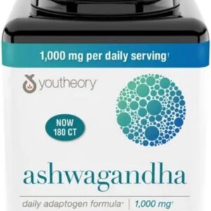 Youtheory Ashwagandha 1000mg with KSM-66 - Helps Support a Healthy Stress Response,180 Capsules (Pack of 1)