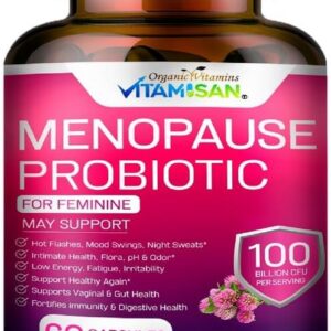 Menopause Support for Women – Hormone-Free Prebiotics & Probiotics 100 Billion CFU with Black Cohosh & Ashwagandha | Feminine Care, pH Balance, Vaginal Health, Hot Flashes, Night Sweats & Mood Swings