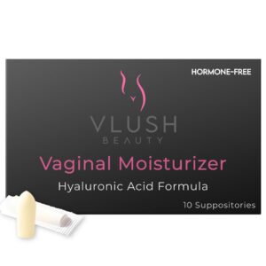 VLUSH Vaginal Moisturizer: Hormone-Free Hyaluronic Acid Suppositories for Dryness & Intimate Comfort – Clean Support for Menopause & Perimenopause (10pk)